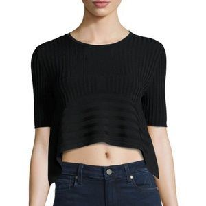 Opening Ceremony Black Linear Ribbed Top